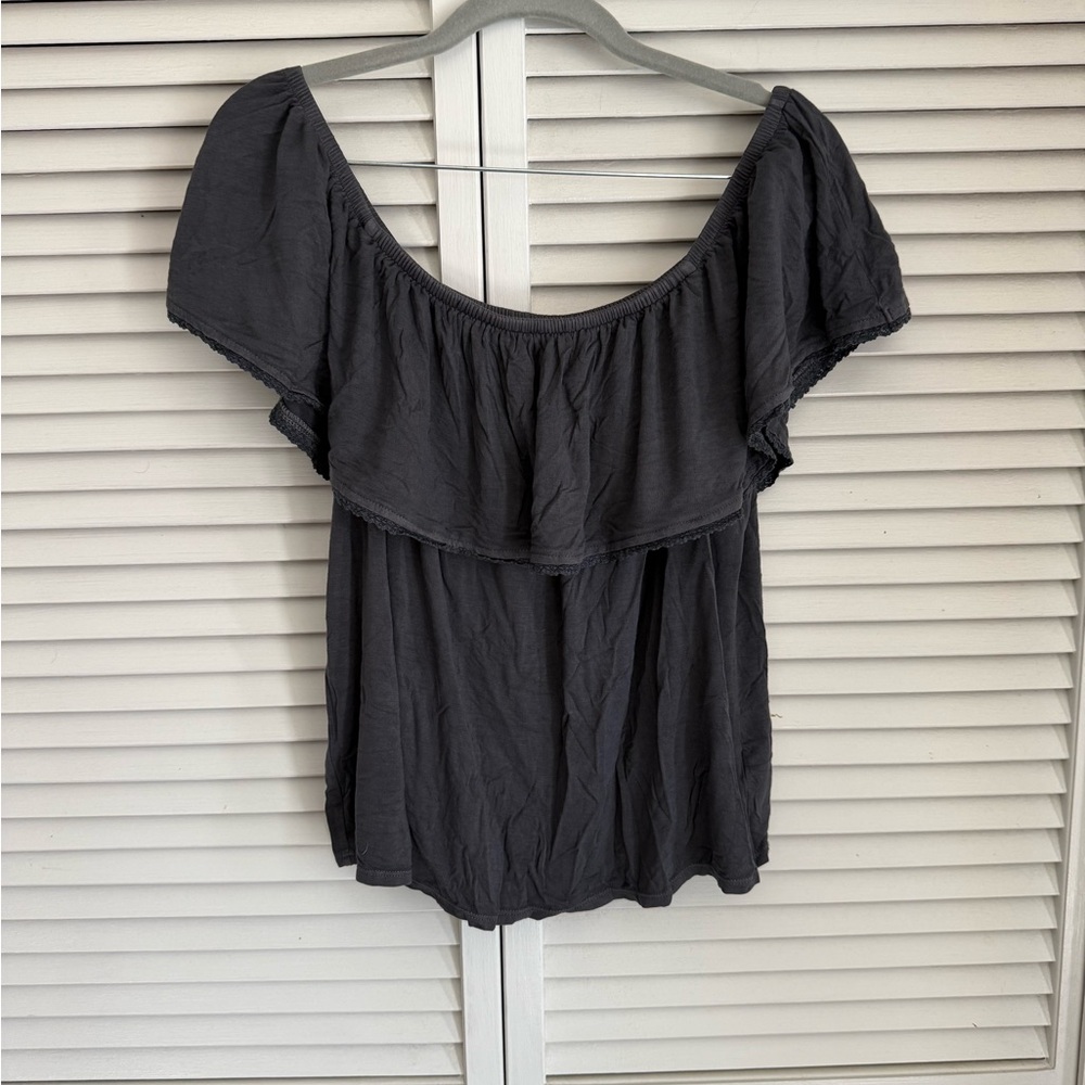 American Eagle soft and sexy grey off the shoulder shirt